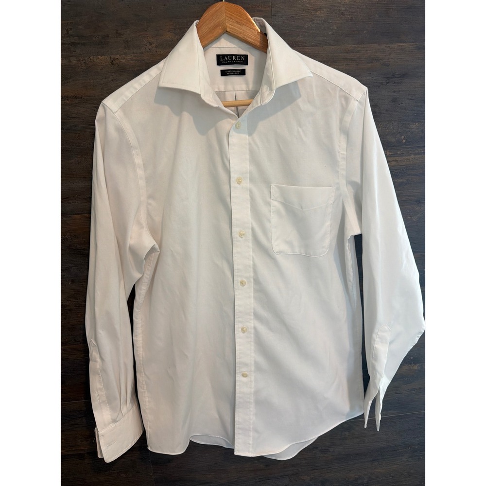 Lauren Ralph Lauren Mens White Stretch Fabric Regular Fit Dress Shirt 15 32/33 M